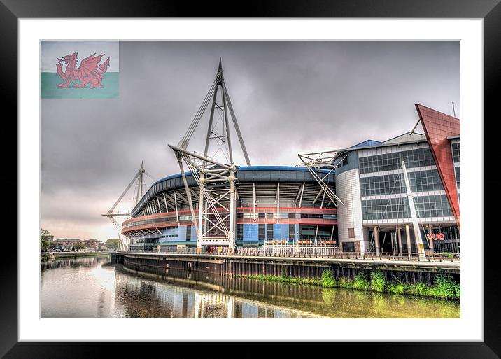The Millennium Stadium With Flag Framed Mounted Print by Steve Purnell