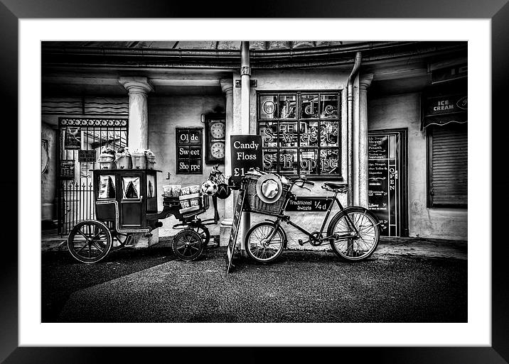 Ye Olde Sweet Shoppe Mono Framed Mounted Print by Steve Purnell