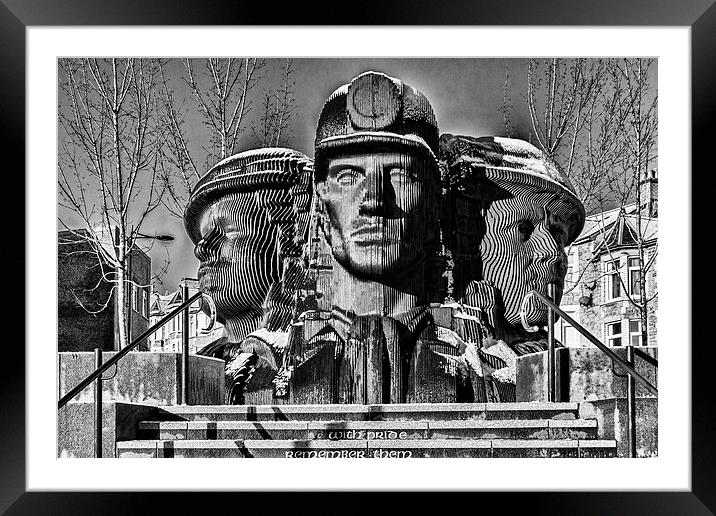 Miners In The Snow 2 Mono Framed Mounted Print by Steve Purnell