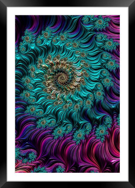 Aqua Swirl Framed Mounted Print by Steve Purnell