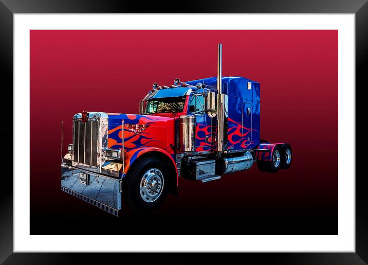 American Peterbilt Truck Red Framed Mounted Print by Steve Purnell
