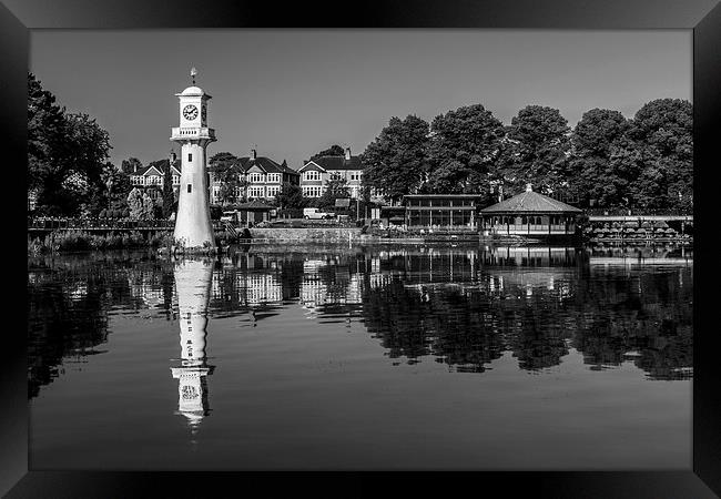 Roath Park Lake Black and White Framed Print by Steve Purnell