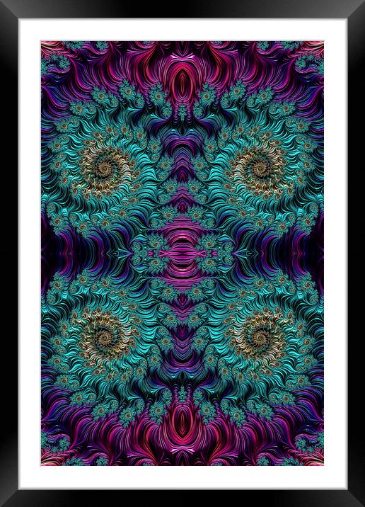 Aqua Swirl 3 Framed Mounted Print by Steve Purnell