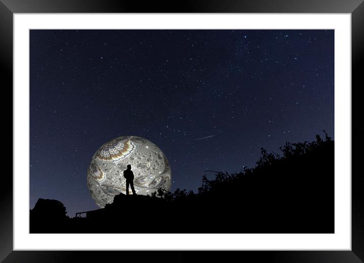 The Man In The Fractal Moon Framed Mounted Print by Steve Purnell