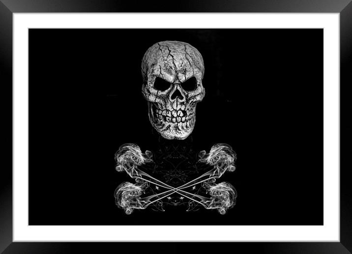Skull And Crossbones Framed Mounted Print by Steve Purnell