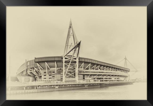 Principality Stadium North View Vintage Framed Print by Steve Purnell