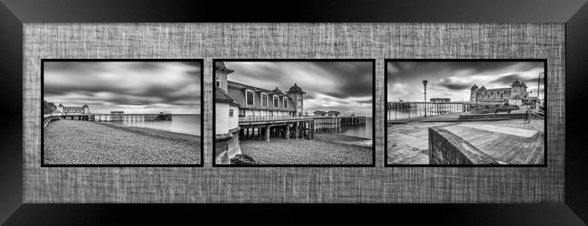 Moody Penarth Pier Triptych Framed Print by Steve Purnell