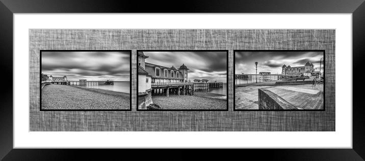 Moody Penarth Pier Triptych Framed Mounted Print by Steve Purnell