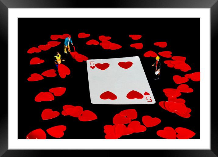 Five Of Hearts Framed Mounted Print by Steve Purnell