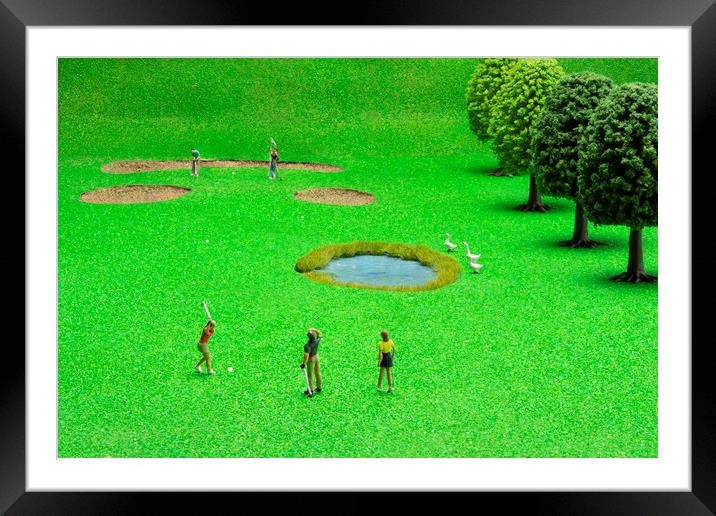 Little Golfers 1 Framed Mounted Print by Steve Purnell