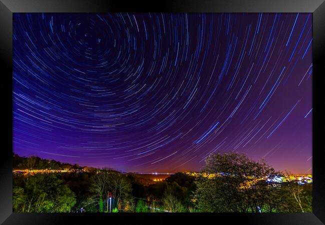 Rhymney Valley Star Trails Framed Print by Steve Purnell
