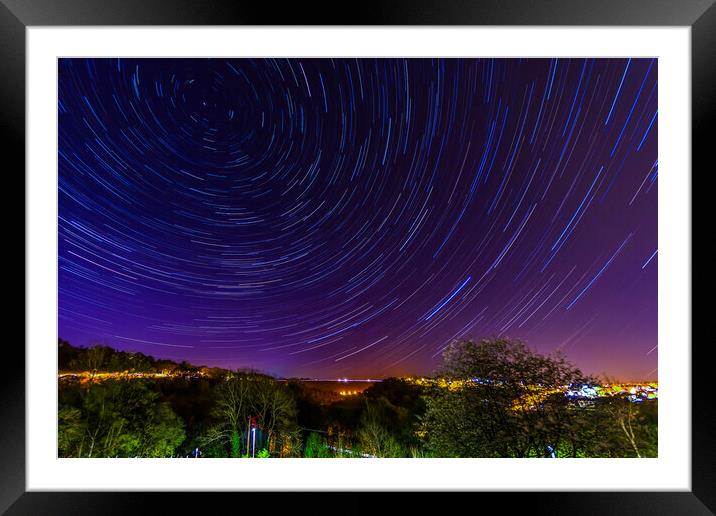 Rhymney Valley Star Trails Framed Mounted Print by Steve Purnell