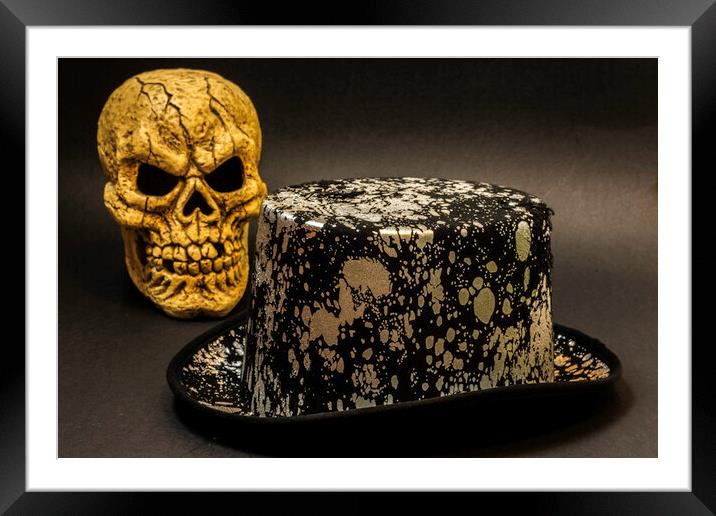 Top Hat And Skull Framed Mounted Print by Steve Purnell