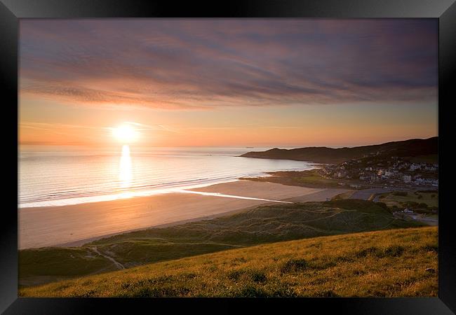 Sunset Woolacombe Beach. Framed Print by Andrew Wheatley