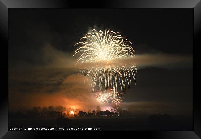 Sherborne castle fireworks Framed Print by andrew bowkett