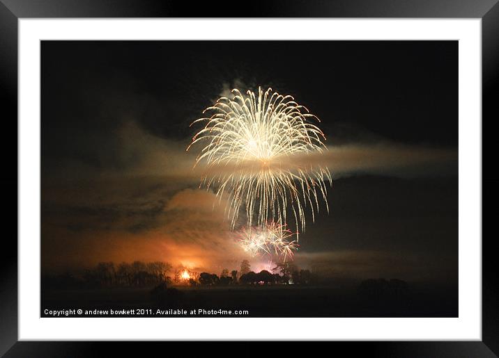 Sherborne castle fireworks Framed Mounted Print by andrew bowkett