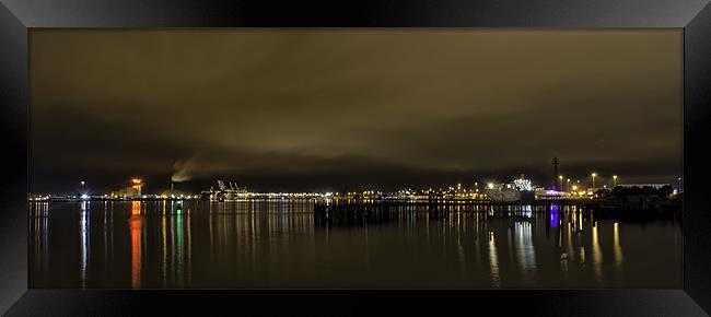 Southampton Docks at night Framed Print by andrew bowkett