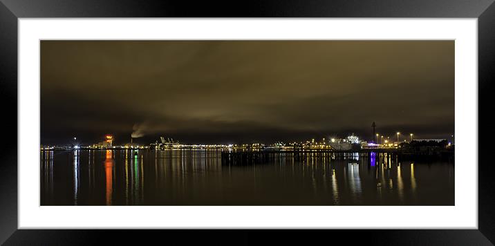 Southampton Docks at night Framed Mounted Print by andrew bowkett