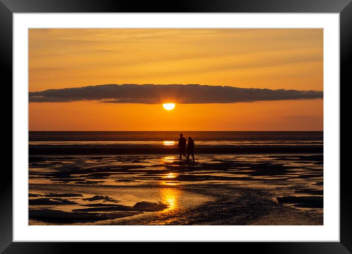 Romantic Stroll on the Beach Framed Mounted Print by Roger Green