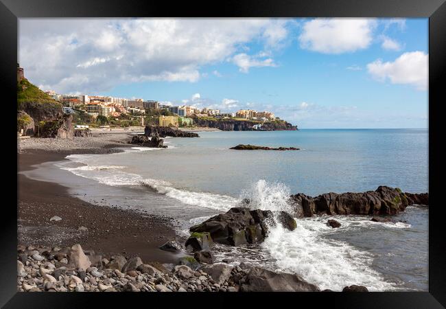 Beach at Funchal Framed Print by Roger Green