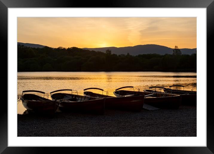 Sunset Rowboats  Framed Mounted Print by Roger Green