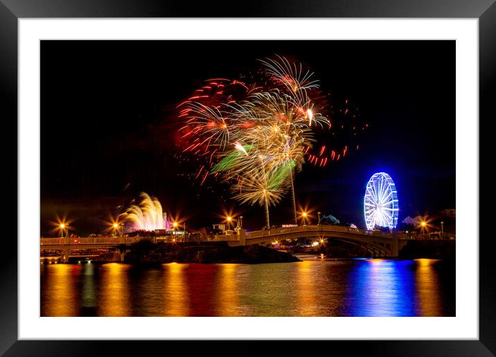 Firework Display Framed Mounted Print by Roger Green