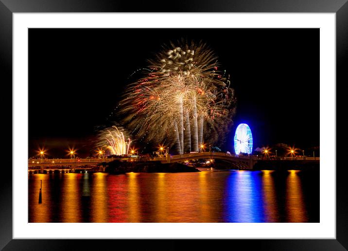 Firework Display Framed Mounted Print by Roger Green
