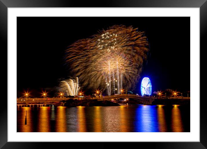 Firework Display Framed Mounted Print by Roger Green