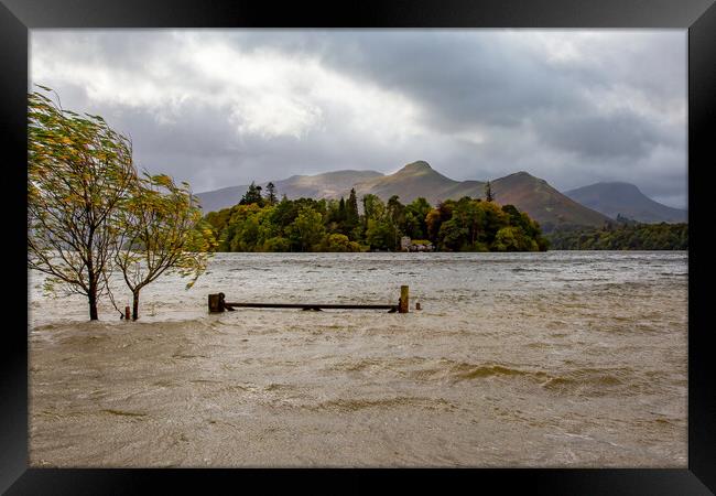 Wind and Rain at Derwentwater Framed Print by Roger Green