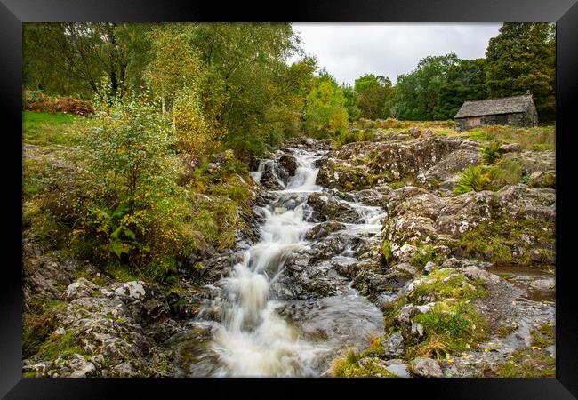 Water Falls above Ashness Bridge Framed Print by Roger Green