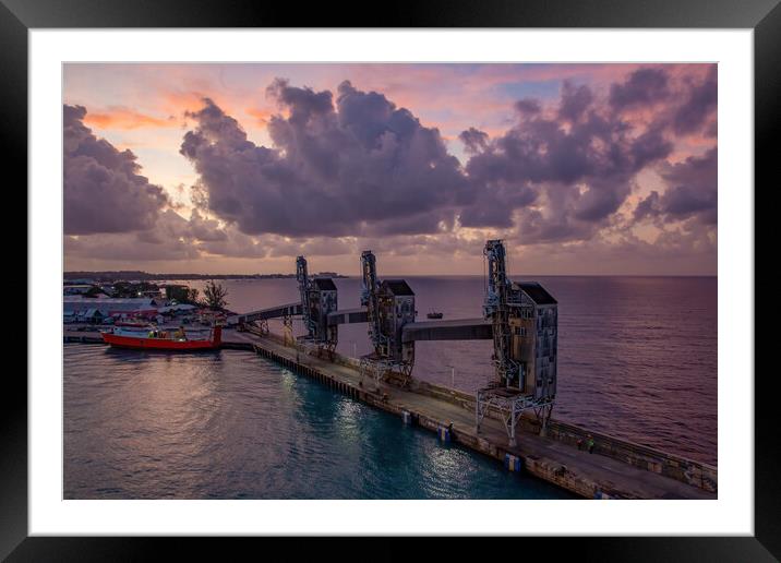 Cruise Port in Barbados Framed Mounted Print by Roger Green