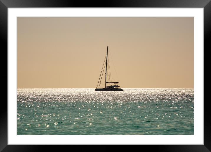 Yacht at Anchor Framed Mounted Print by Roger Green