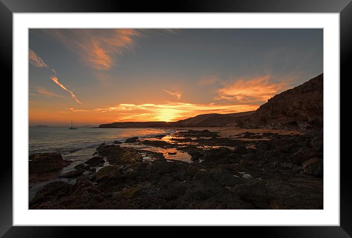 Papagayo Beach Sunset Framed Mounted Print by Roger Green