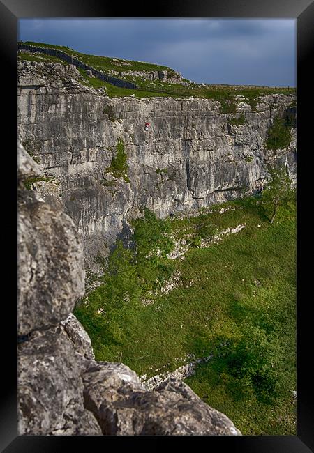 Rock Climbing in Malham Cove Framed Print by Roger Green