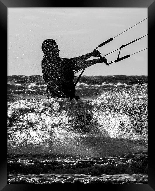  Kitesurfing Framed Print by Roger Green