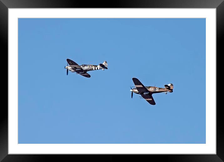 Spitfires Above Framed Mounted Print by Roger Green