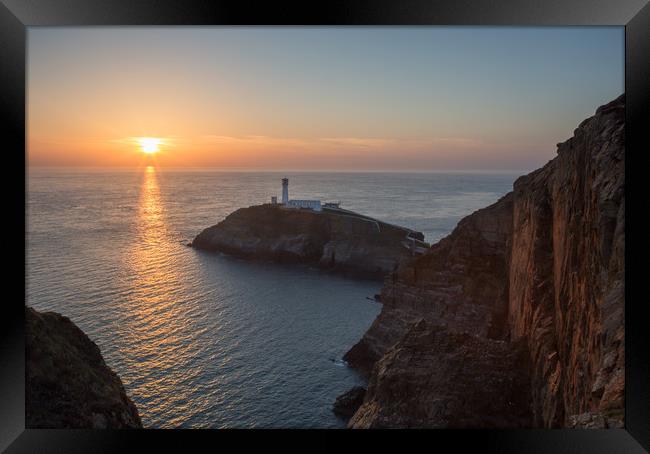 South Stack at Sunset Framed Print by Roger Green