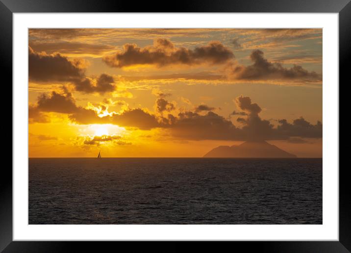 Caribbean Sunset Framed Mounted Print by Roger Green