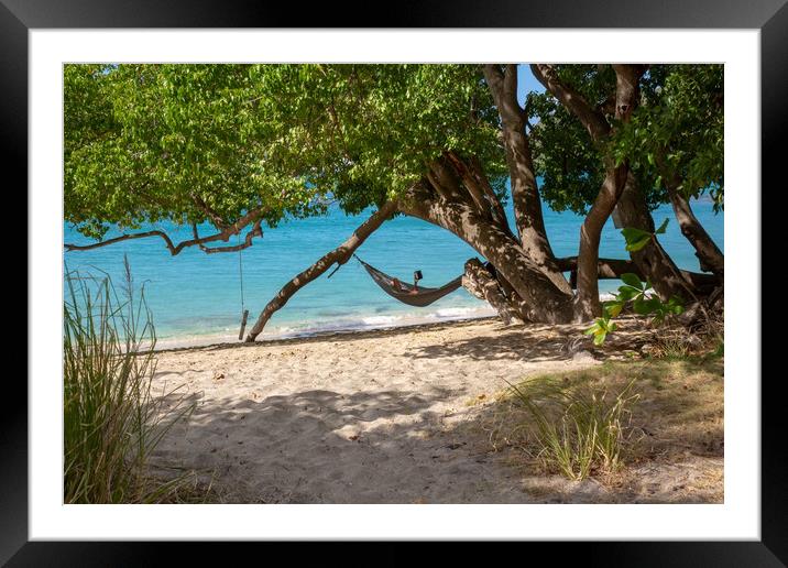 Relaxing on the Beach Framed Mounted Print by Roger Green