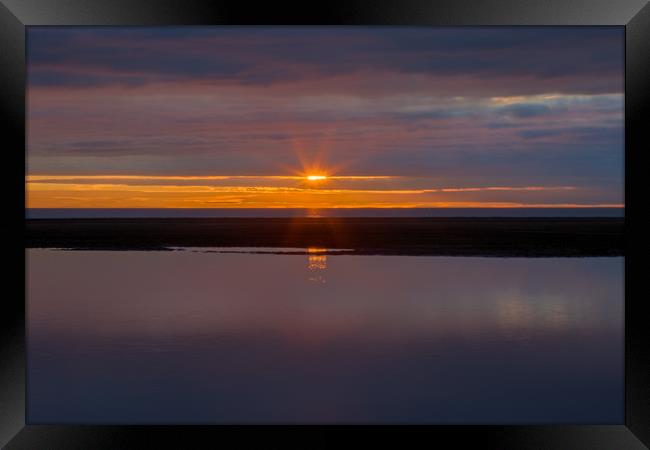 Sunset on Ainsdale Beach Framed Print by Roger Green