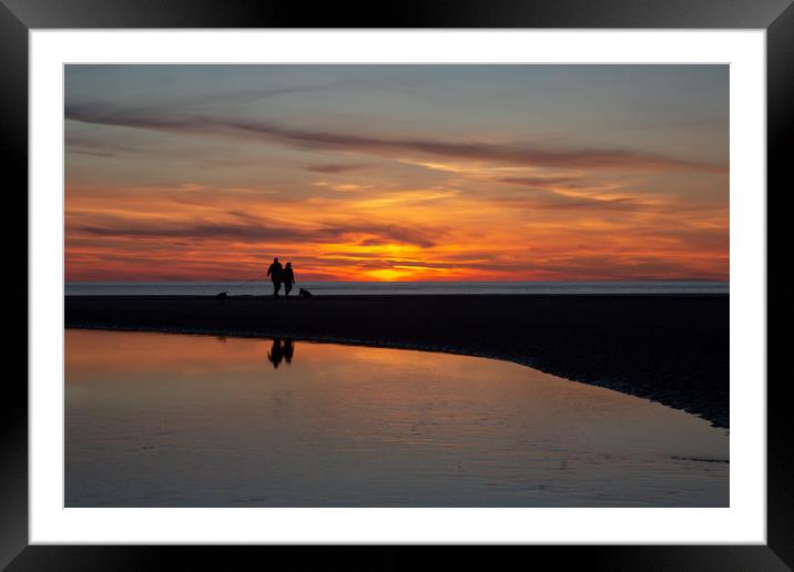 Walking the Dogs on Ainsdale Beach Framed Mounted Print by Roger Green