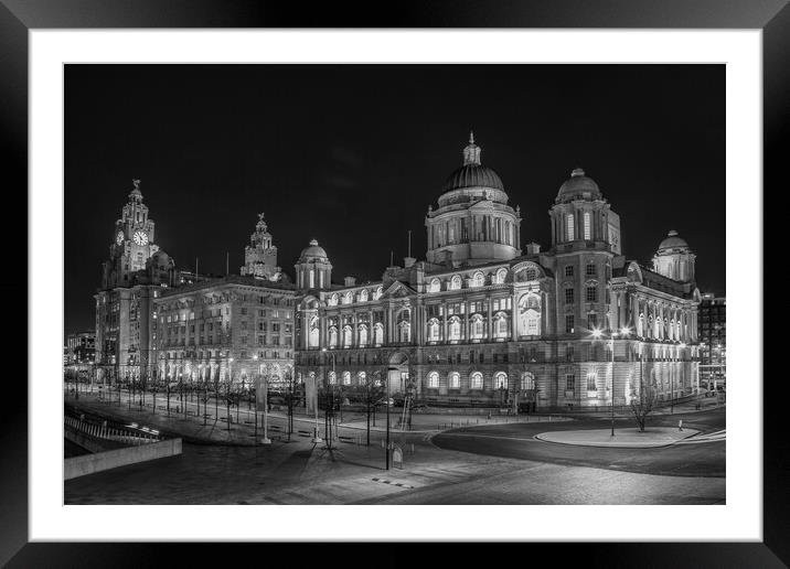 The Three Graces in Liverpool Framed Mounted Print by Roger Green