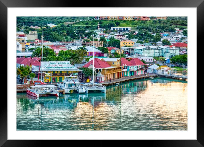 Antigua Harbour Framed Mounted Print by Roger Green