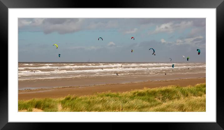 Kitesurfing Framed Mounted Print by Roger Green