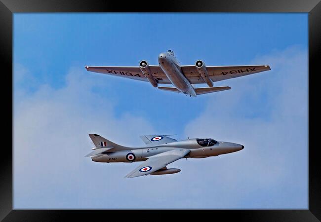 Canberra XH134 and Hunter XL557 Framed Print by Roger Green