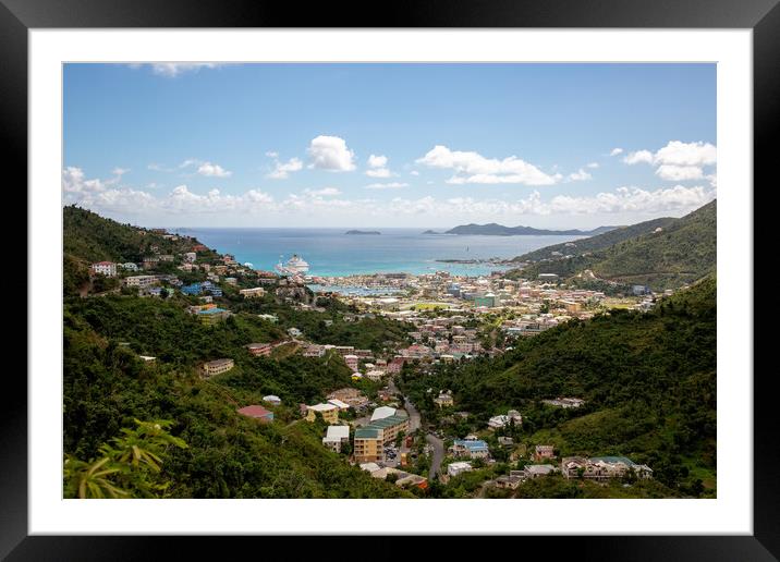 Overlooking Road Town on Tortola Framed Mounted Print by Roger Green