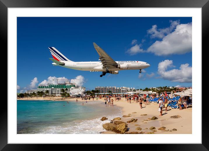 Maho Beach in Sain Maarten Framed Mounted Print by Roger Green