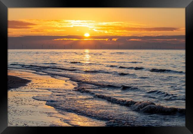 Sunset on Ainsdale Beach Framed Print by Roger Green