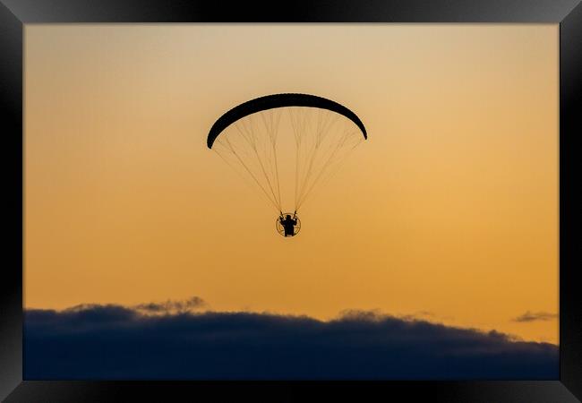 Paramotor Sunset Framed Print by Roger Green