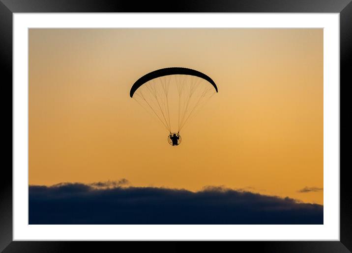 Paramotor Sunset Framed Mounted Print by Roger Green